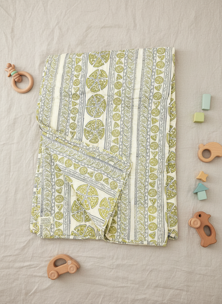 New Born Snuggles - Baby Blanket - Pizza - Indigo BLue