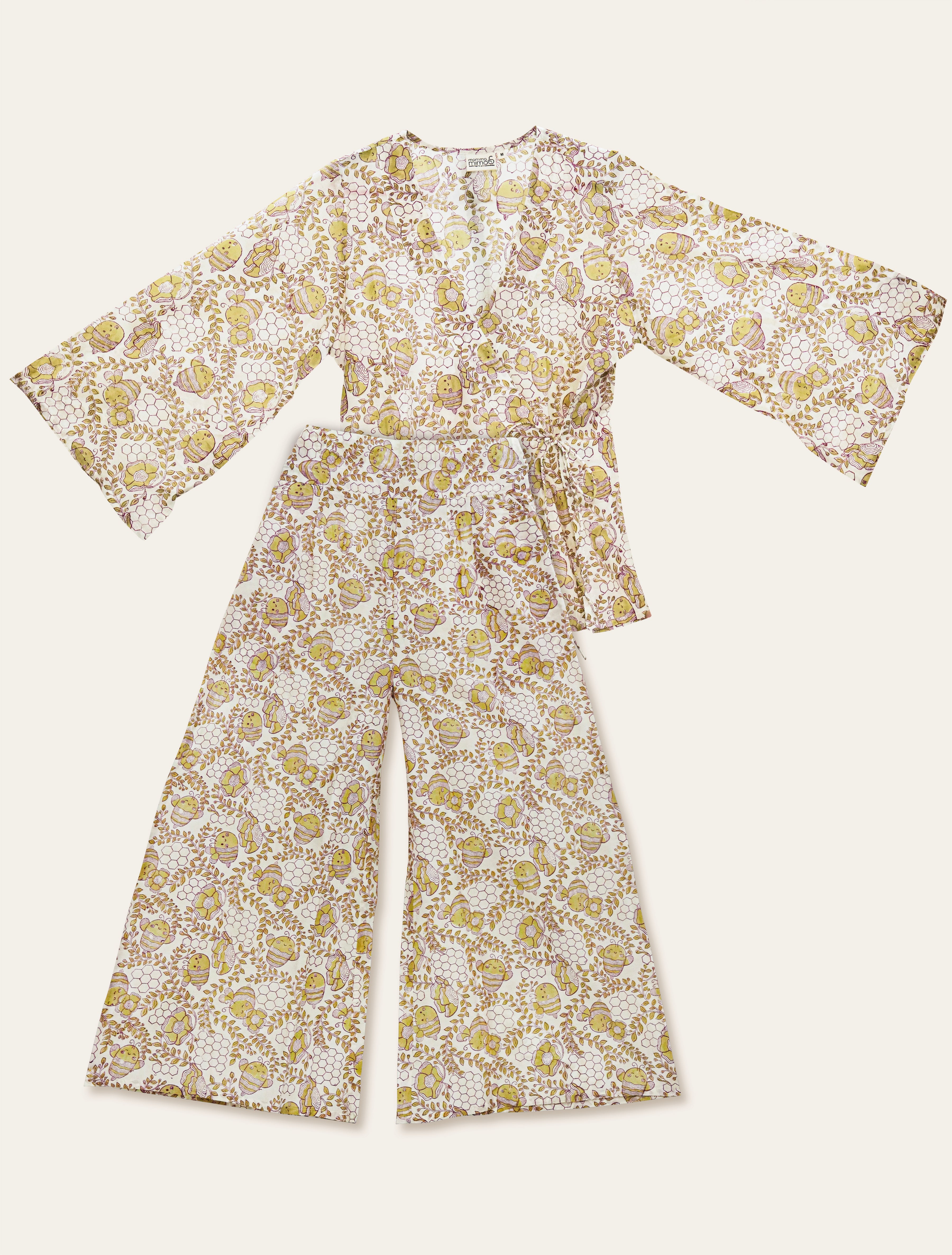 Maternity Wear - Knot-Bloom Coord Set - HoneyBee - Cedar Yellow (Cotton Silk)