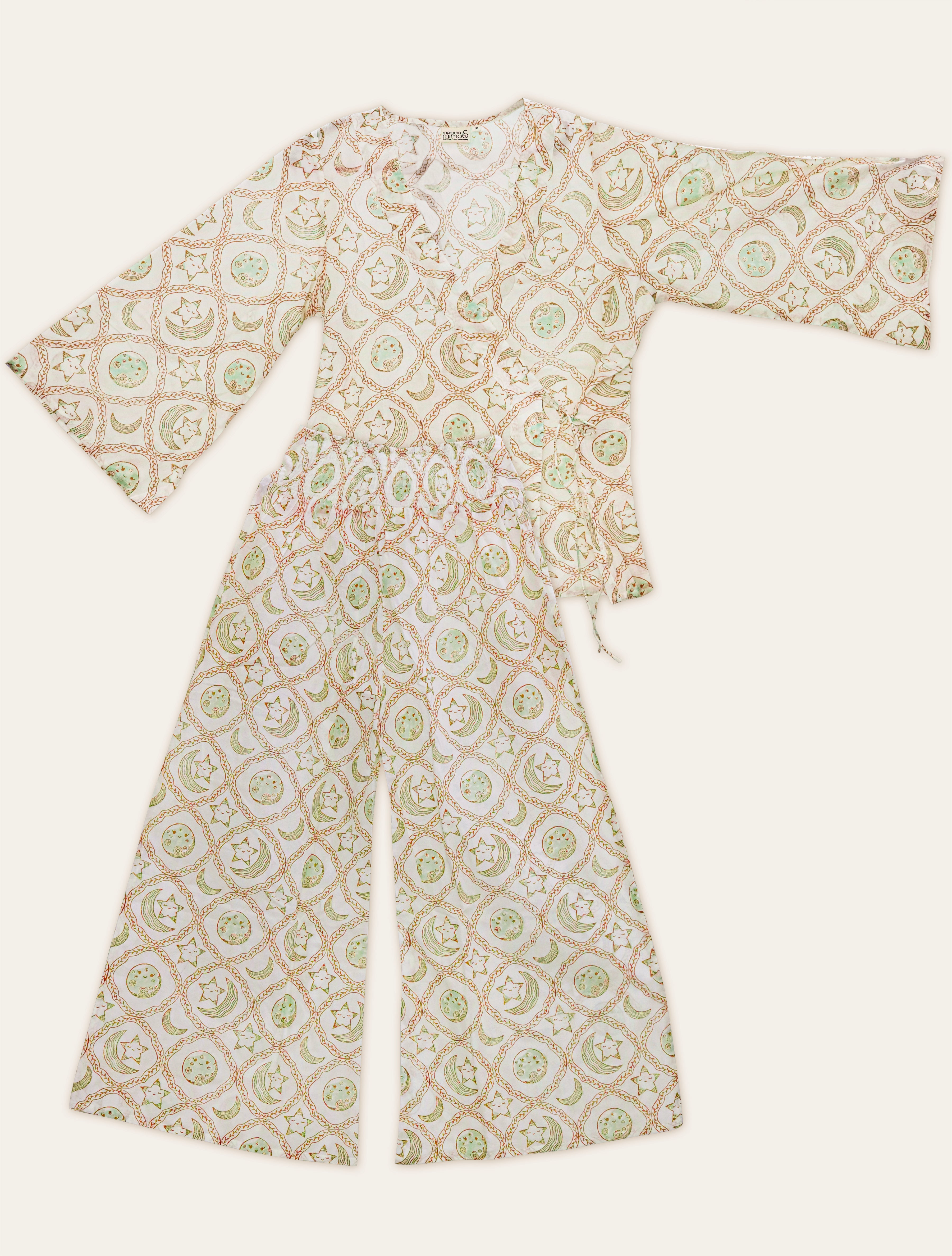 Maternity Wear - Knot-Bloom Coord Set - Moon n Star - Olive Green (Cotton Voile)