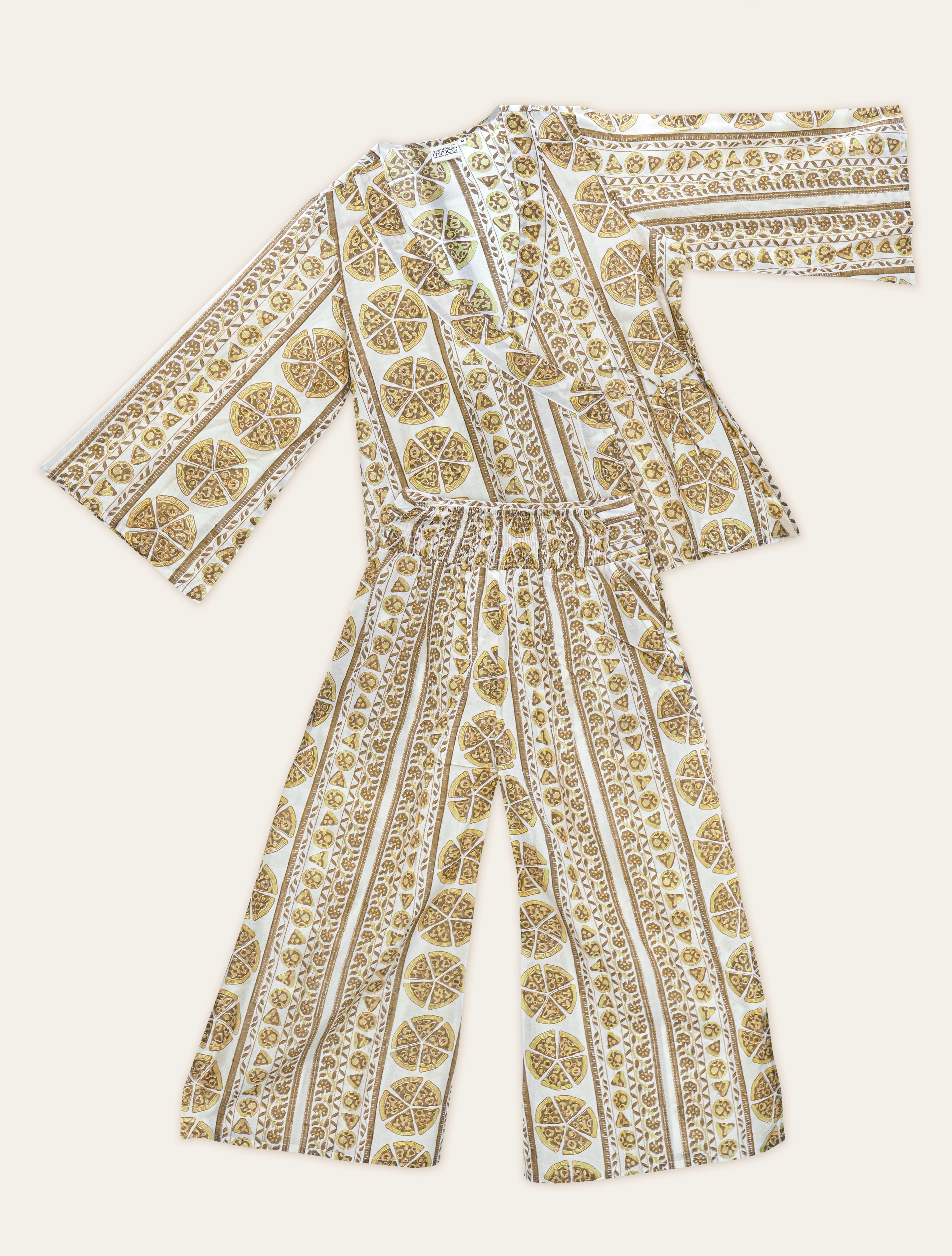 Maternity Wear - Knot-Bloom Coord Set - Pizza - Cedar Yellow (Cotton Silk)