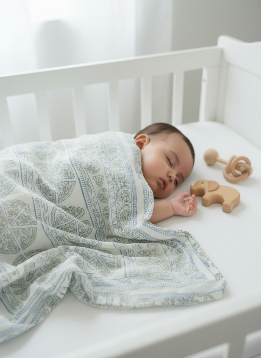 New Born Snuggles - Baby Dohar - Pizza - Indigo BLue