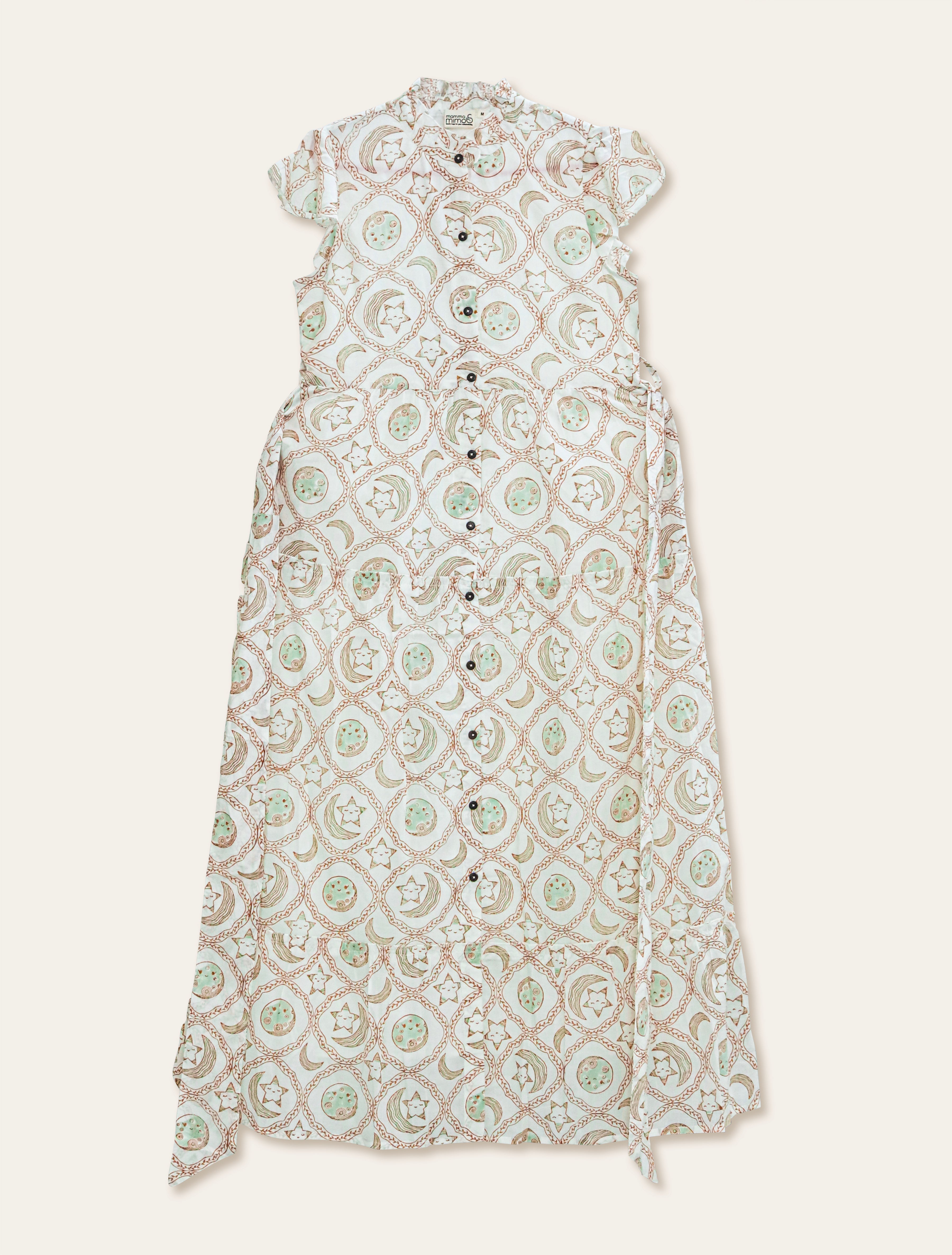 Maternity Wear - Full Bloom Flowy Dress - Moon n Star - Olive Green (Cotton Voile)