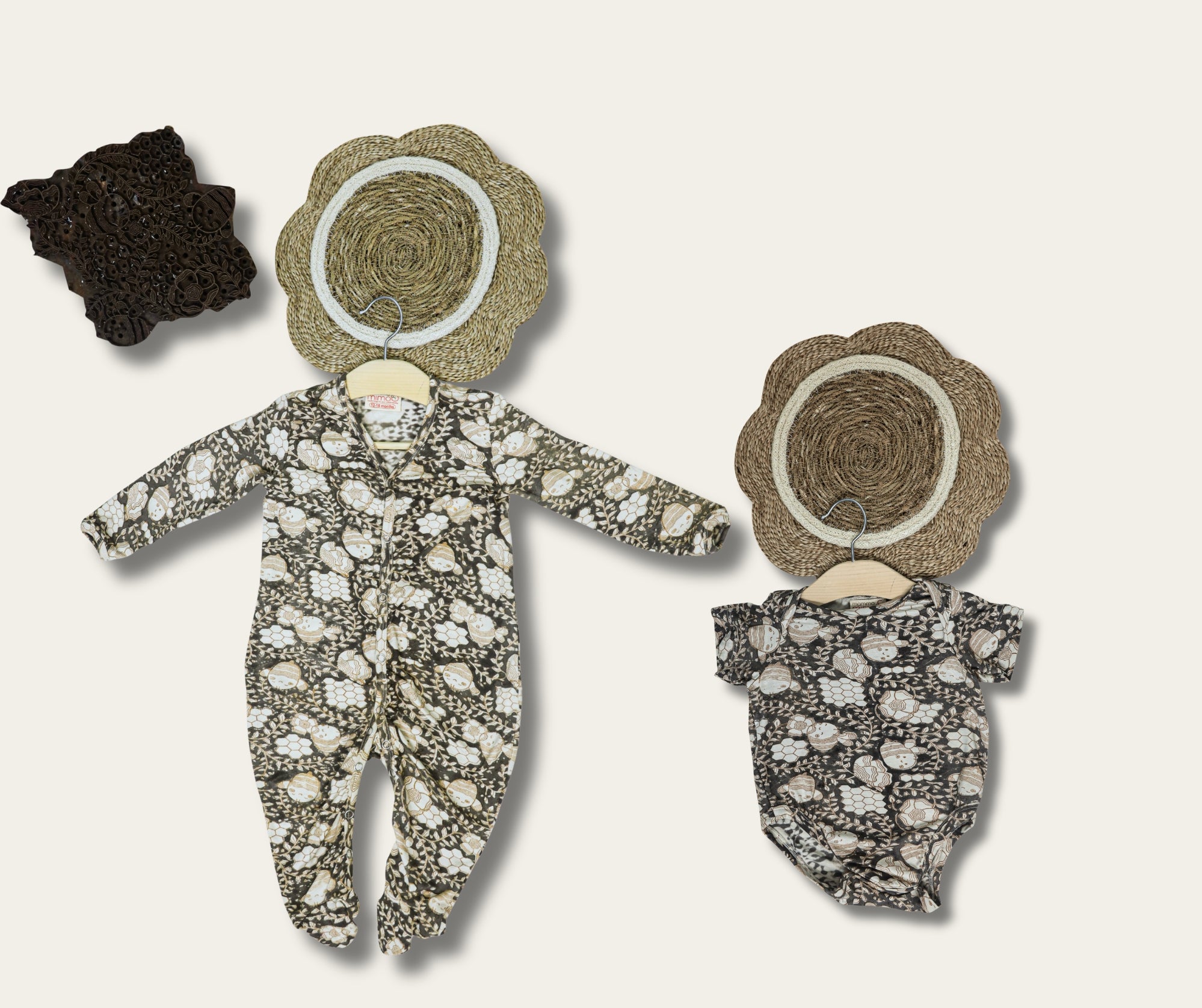 New Born Snuggles - Onesie Set- HoneyBee - Cedar Grey