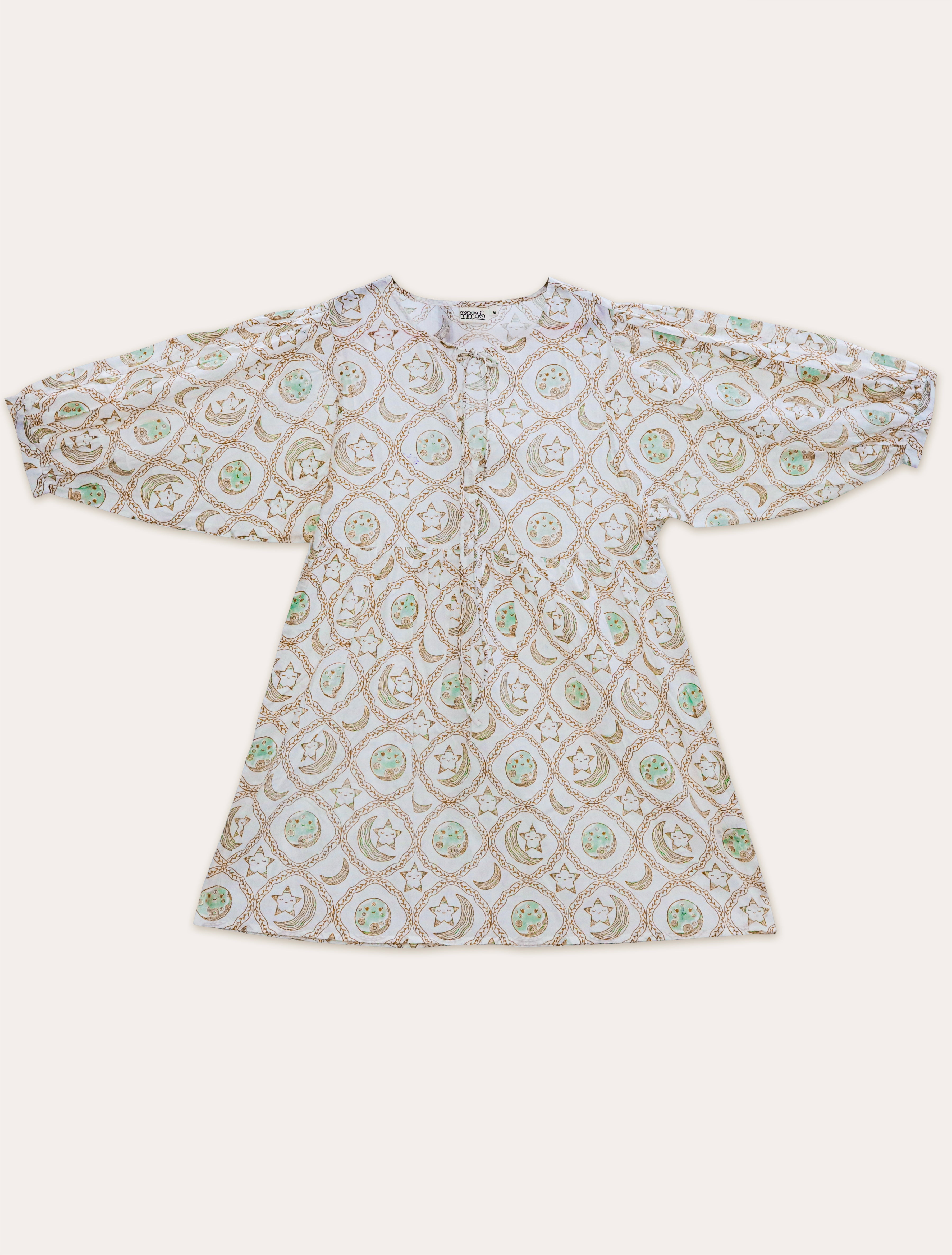 Maternity Wear - Short Soft Bloom Dress - Moon n Star - Olive Green (Cotton Voile)
