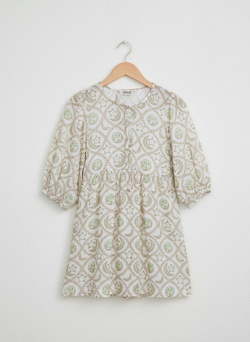 Maternity Wear - Short Soft Bloom Dress - Moon n Star - Olive Green (Cotton Voile)