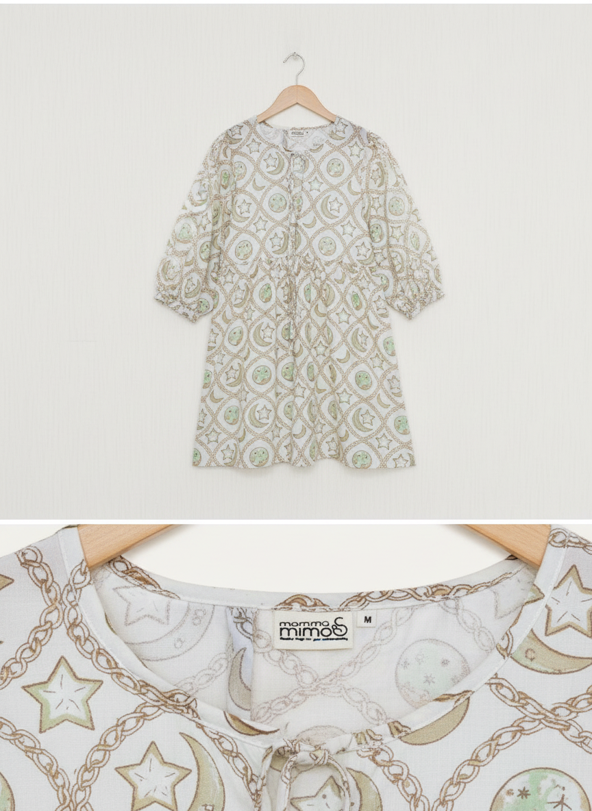 Maternity Wear - Short Soft Bloom Dress - Moon n Star - Olive Green (Cotton Voile)