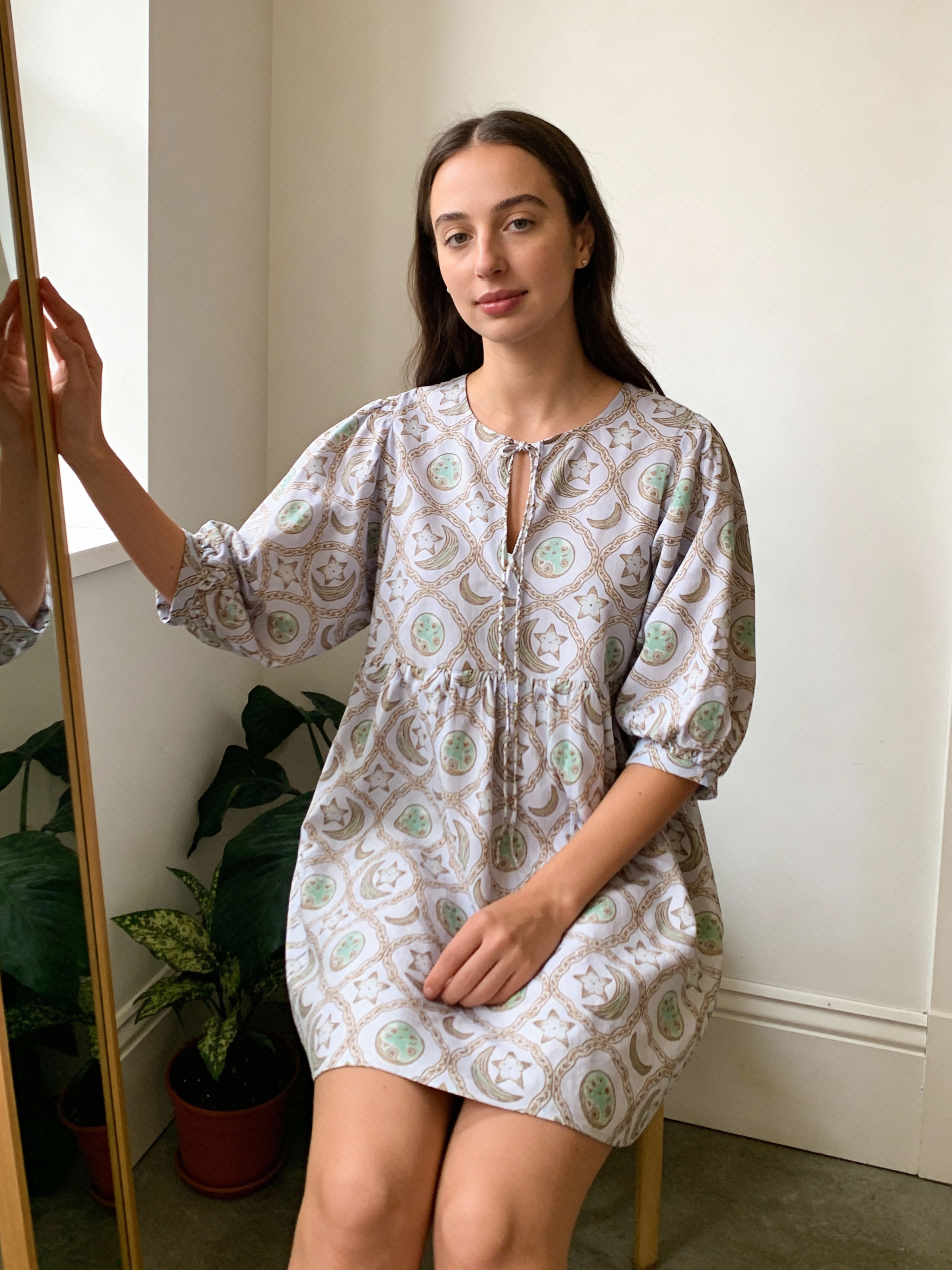 Maternity Wear - Short Soft Bloom Dress - Moon n Star - Olive Green (Cotton Voile)
