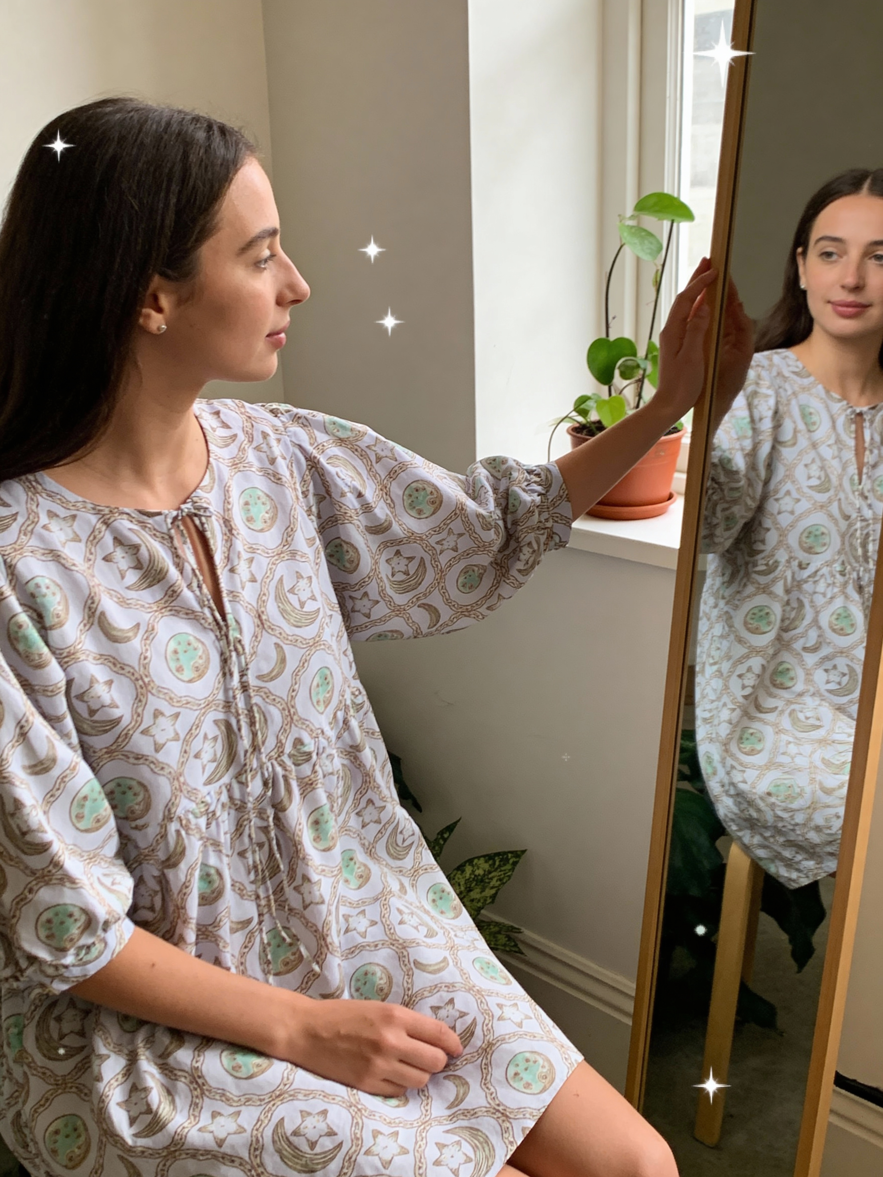 Maternity Wear - Short Soft Bloom Dress - Moon n Star - Olive Green (Cotton Voile)